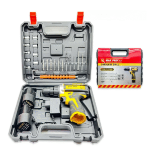 Maf Pro 12V Cordless Drill Kit with 2 Batteries and Flexible Shaft – Full Tool Set for Wood, Wall, and Screw Work