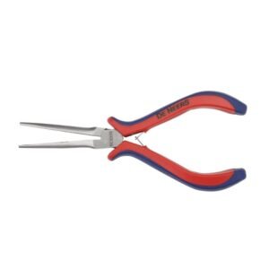 DE NEERS Mini Long Needle Nose Plier 125mm with Serrated Jaws and Spring Grip – Single Unit
