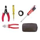 5 in 1 Home Tool Kit Set with Plier, Screwdriver, Line Tester, Wire Stripper and Carry Case