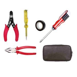5 in 1 Home Tool Kit Set with Plier, Screwdriver, Line Tester, Wire Stripper and Carry Case