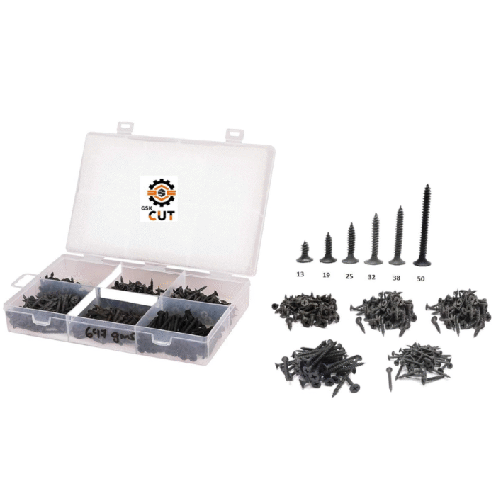 Pack of 450 Black Drywall Bugle Head Screws (13mm–50mm)