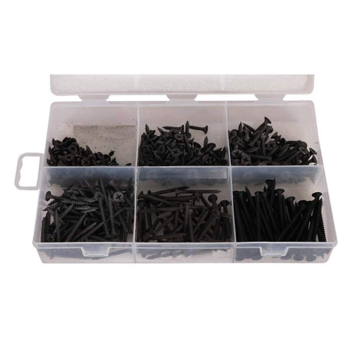 Pack of 450 Black Drywall Bugle Head Screws (13mm–50mm)