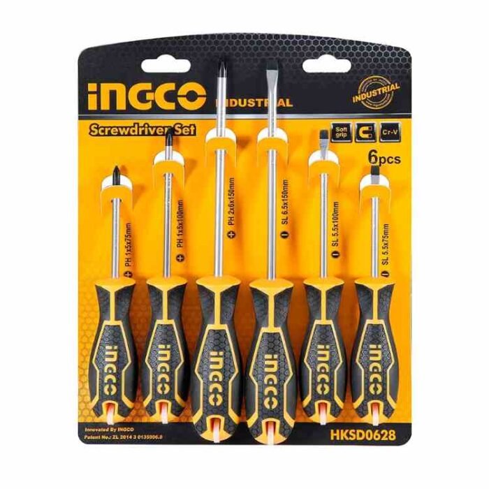 6 Pcs Round Blade Screwdriver Set HKSD0628 CR-V Steel Ergonomic Handle