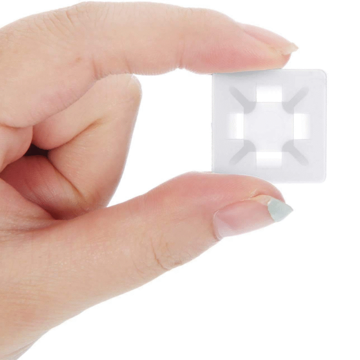 White Adhesive Cable Tie Mounts – 100 Pcs Pack (19x19 & 25x25 mm)