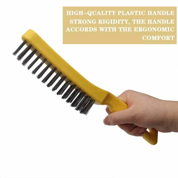 Steel Wire Scratch Brush Yellow Handle for Rust and Welding Slag Cleaning