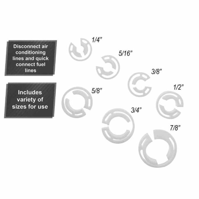 7 Pcs Quick Disconnect Tool Set for AC, Fuel Line & Oil Circuit with Storage Plate 7 Pcs Quick Disconnect Tool Set for AC, Fuel Line & Oil Circuit with Storage Plate