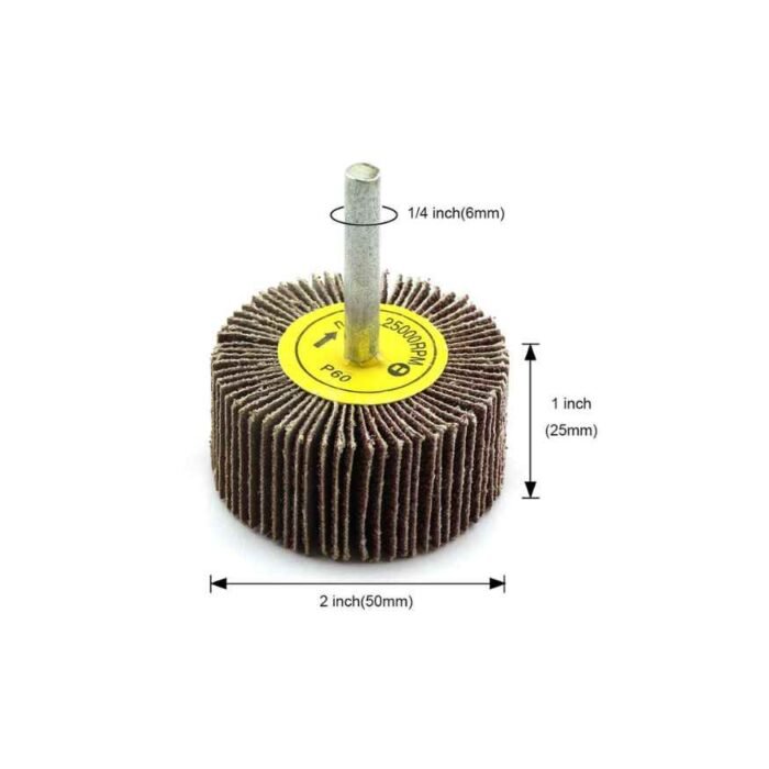 50mm x 25mm x 6mm 60 Grit Emery Cloth Flap Wheel Discs – Set of 5
