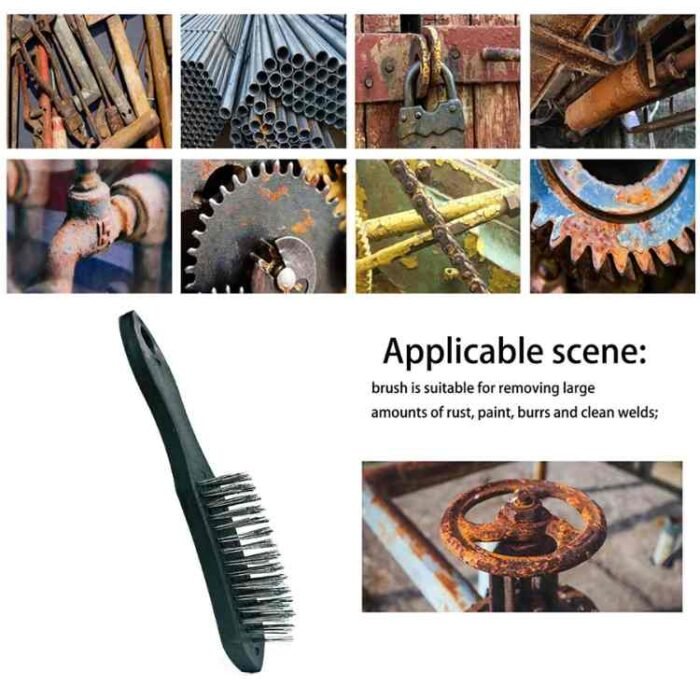 Steel Wire Scratch Brush with Long Handle – Welding Slag, Rust, and Grill Cleaning Tool Steel Wire Scratch Brush with Long Handle – Welding Slag, Rust, and Grill Cleaning Tool
