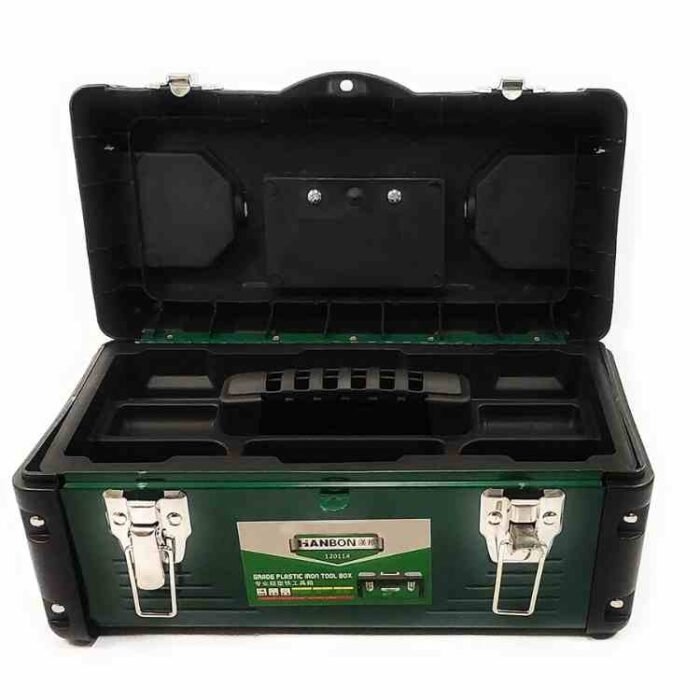 Hanbon 14 Inch Metallic Tool Box with Removable Tray and Metal Latches Hanbon 14 Inch Metallic Tool Box with Removable Tray and Metal Latches