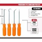 4 Pcs Mini Precision Pick & Hook Set for O-Rings, Gaskets, Seals & Small Parts