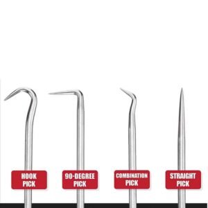 4 Pcs Mini Precision Pick & Hook Set for O-Rings, Gaskets, Seals & Small Parts