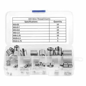 60 Pcs Stainless Steel Wire Thread Insert Helicoil Repair Kit M3–M12 with Plastic Box