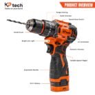 Cordless Impact Drill 21V with Rechargeable Battery and Variable Speed Control