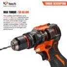 Cordless Impact Drill 21V with Rechargeable Battery and Variable Speed Control