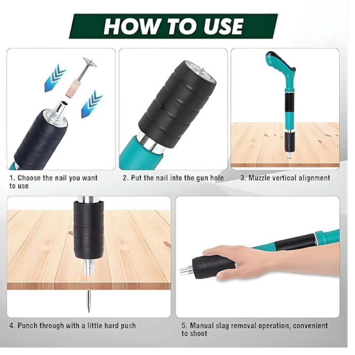 Manual Steel Nail Gun Tool – Heavy-Duty Wall Fixing Nail Tool