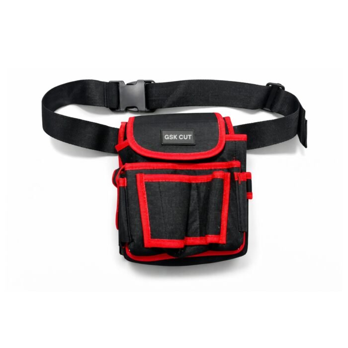 GSK CUT tool waist bag 23x13x22 cm black and red with adjustable belt and multiple tool pockets
