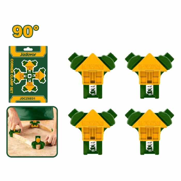 Jadever Corner Clamp Set JDCZ6E01 90 Degree Right Angle Clamps for Woodworking Frame Assembly – Yellow and Green Clamp Set Pack