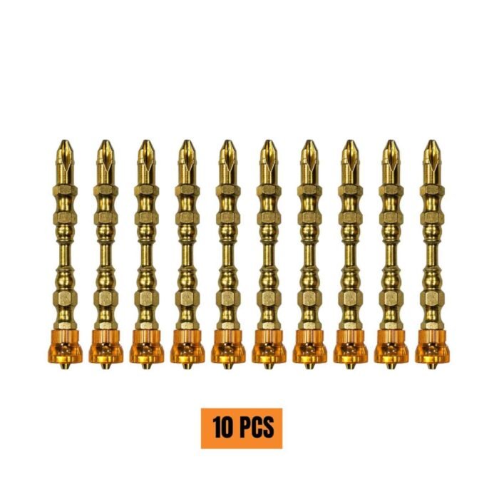GSK CUT Magnetic Screwdriver Bits Set 10 Pieces Gold Finish Magnetic Tips