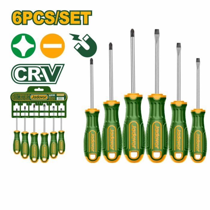 Jadever 6 Pcs CR-V Steel Screwdriver Set with Flat and Phillips Heads