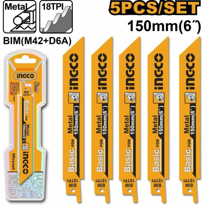 INGCO 150mm Reciprocating Saw Blades for Metal Cutting RSB922EF