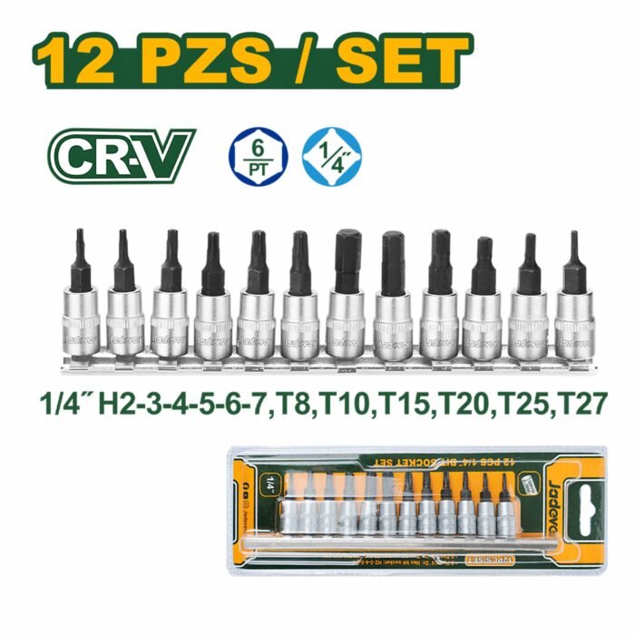 Jadever 12 Pcs 1/4 Inch Bit Socket Set for Repair and Maintenance