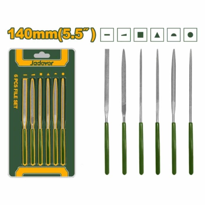JADEVER 6 Piece File Set 140mm JDSF1606 for Metal Wood Filing