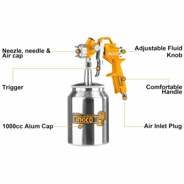 INGCO 1000cc Air Spray Gun for Paint and Coating Work INGCO 1000cc Air Spray Gun for Paint and Coating Work