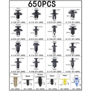 GSK CUT 650 Pcs Car Retainer Clips Fastener Kit