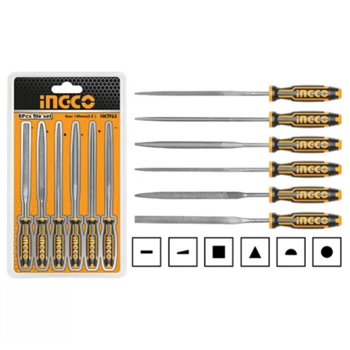 GSK CUT 6 Piece Needle File Set 140mm with Handle HKTF63