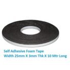 GSK CUT Single Sided Black Gasket Foam Tape 25mm x 3mm x 9M