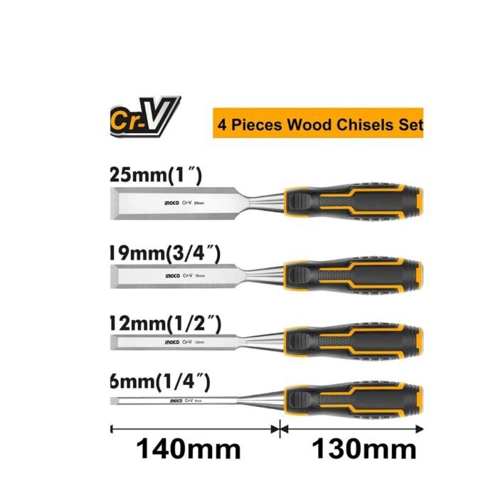 INGCO 4 Piece Wood Chisel Set for Woodworking