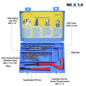 GSK CUT M6 x 1 Stainless Steel Helicoil Thread Repair Kit