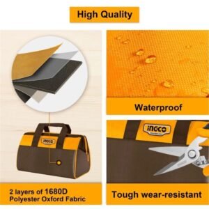13 Inch Wide Mouth Waterproof Tool Bag with 6 Pockets