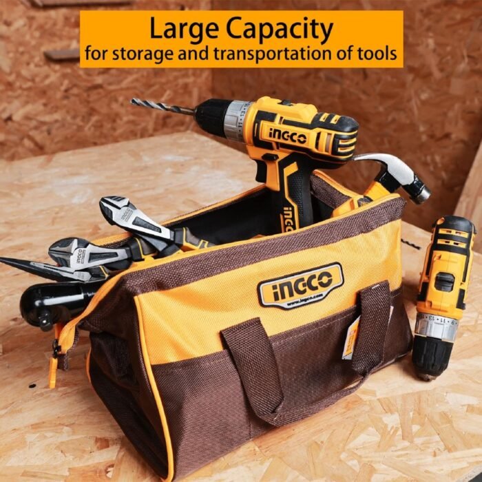 13 Inch Wide Mouth Waterproof Tool Bag with 6 Pockets