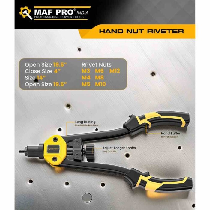 14 Inch Heavy Duty Rivet Nut Gun with M3-M12 Mandrels