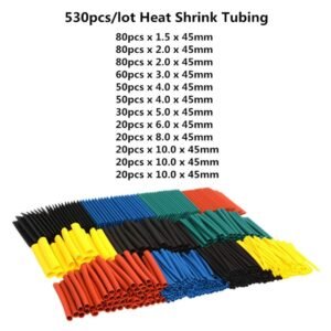 GSK CUT 530 Pcs 2:1 Heat Shrink Tubing Assortment Kit