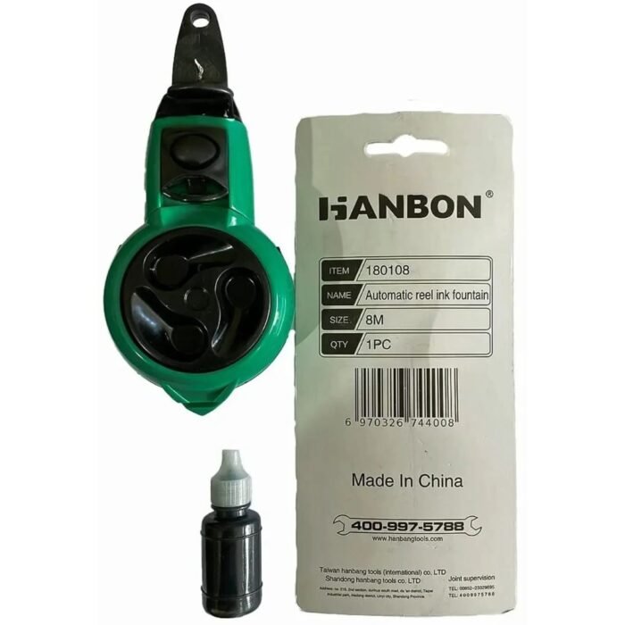 Automatic Chalk Line Reel with Black Chalk Ink 8 Meter