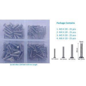 GSK CUT 100 Pcs Stainless Steel CSK Bolt Assortment Kit M3 M4 M5 M6