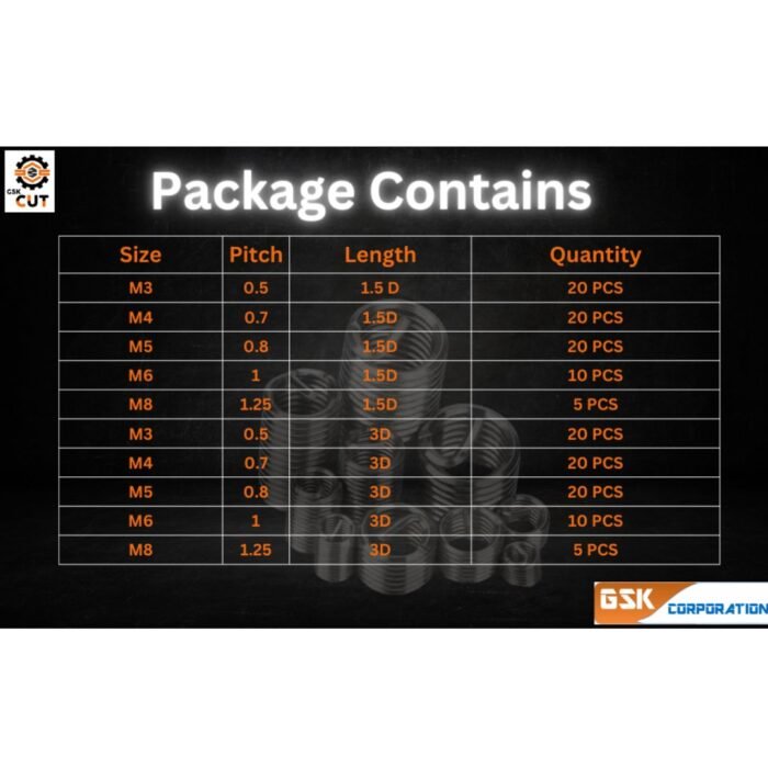 GSK CUT 150 Pcs Stainless Steel Helicoil Thread Repair Kit GSK CUT 150 Pcs Stainless Steel Helicoil Thread Repair Kit