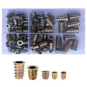 GSK CUT 100 Pcs Zinc Alloy Threaded Insert Nut Assortment Kit