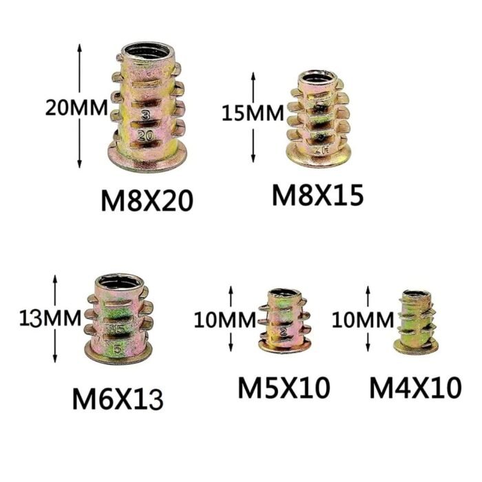 GSK CUT 100 Pcs Zinc Alloy Threaded Insert Nut Assortment Kit GSK CUT 100 Pcs Zinc Alloy Threaded Insert Nut Assortment Kit