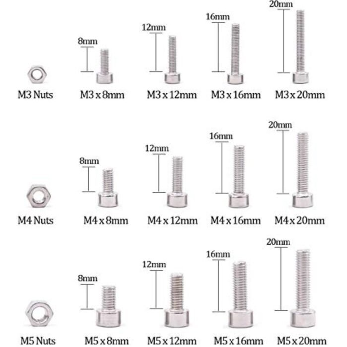 GSK CUT 280 Pcs Stainless Steel Allen Bolt and Nut Assortment Kit