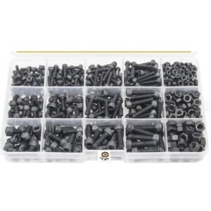 GSK CUT 280 Pcs Grade 12.9 Black Allen Bolt and Nut Assortment Kit