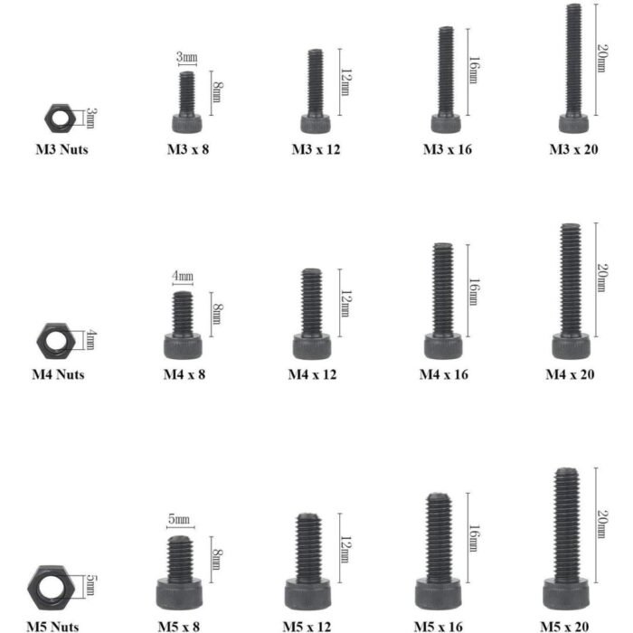 GSK CUT 280 Pcs Grade 12.9 Black Allen Bolt and Nut Assortment Kit GSK CUT 280 Pcs Grade 12.9 Black Allen Bolt and Nut Assortment Kit