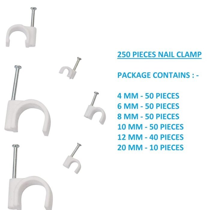 GSK CUT 250 Pcs Assorted Cable Clips Nail Clamp Set