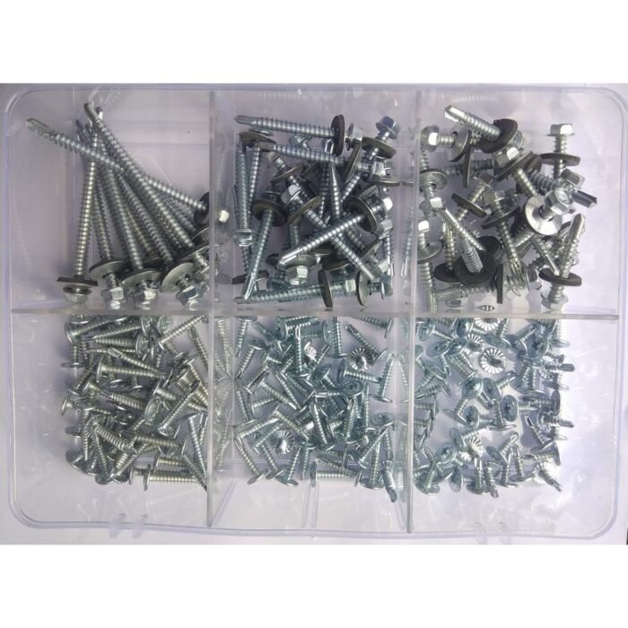 GSK CUT 200 Pcs Self Drilling Screw Assortment Kit with EPDM Washer Screws