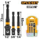 3 Piece Socket Adapter Extension Bit Set CR-V Steel