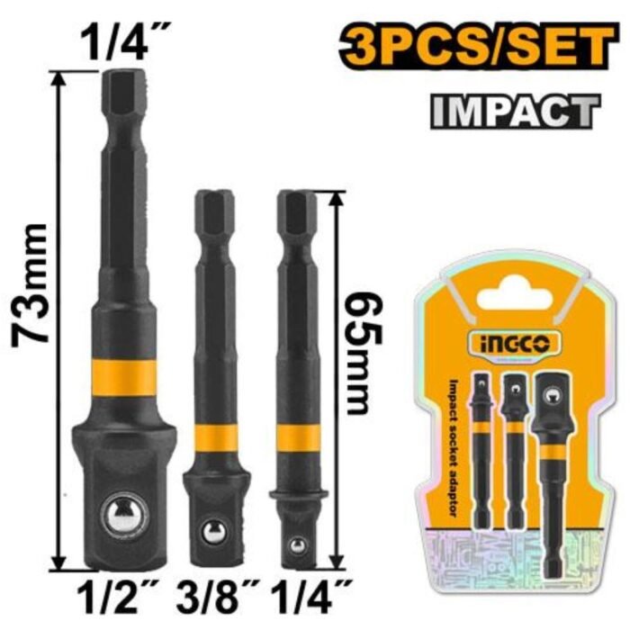 3 Piece Socket Adapter Extension Bit Set CR-V Steel