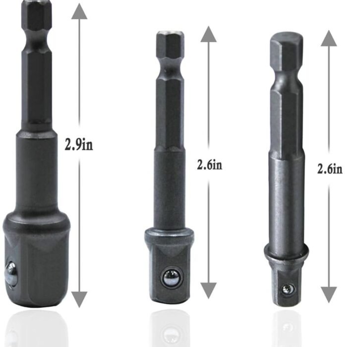3 Piece Socket Adapter Extension Bit Set CR-V Steel