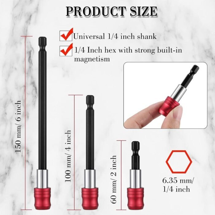 3 Piece Magnetic Drill Bit Holder Extension Set 3 Piece Magnetic Drill Bit Holder Extension Set
